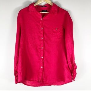 COPY - Jones New York Hot Pink 100% Linen Button Down Shirt